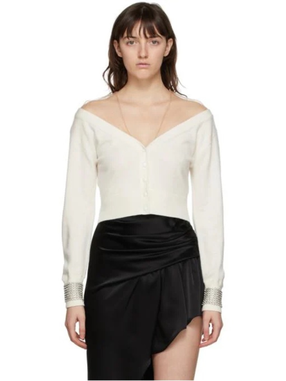 Alexander Wang cream cropped button-front cardigan